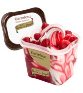 Helado Italiano De Crema Y Fresa Carrefour 500 G.