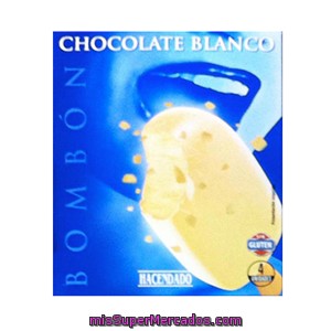 Helado Palo Bombon Chocolate Blanco, Hacendado, Caja 4 U - 480 Cc