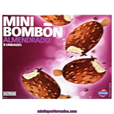 Helado Palo Bombon Mini Almendrado, Hacendado, Caja 8 U - 480 Cc