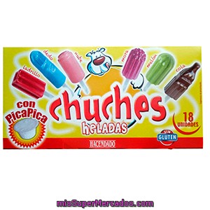 Helado Palo Chuches Heladas Con Pica Pica, Hacendado, Caja 18 U - 270 Cc