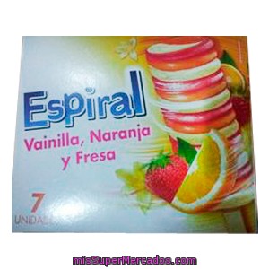 Helado Palo Espiral Vainilla, Naranja Y Fresa, Producto Recomendado, Caja 7 U - 525 Cc