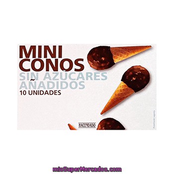 Helado Sin Azucar Añadido Cono Mini, Hacendado, Caja 10 U - 370 Cc