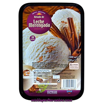 Helado Tarrina  Leche Merengada, Hacendado, Tarrina 10 Raciones - 1 L