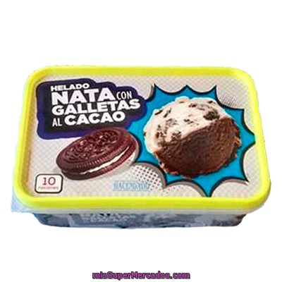 Helado Tarrina Nata Con Galletas Al Cacao, Hacendado, Tarrina 10 Raciones - 1 L