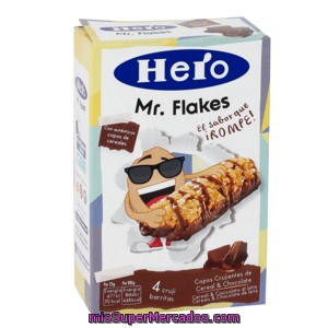 Hero Mr Flakes 4 Crujibarritas Copos Crujientes De Cereal Y Chocolate Con Leche Estuche 100 G