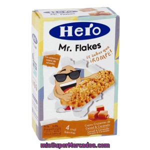 Hero Mr Flakes Copos Crujientes De Cereales Y Caramelo 4 Crujibarras Estuche 100 G
