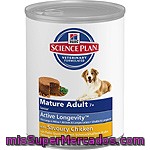 Hill's Science Plan Mature Adult Senior + 7 Años Alimento Especial Para Perros Mayores Con Pollo Para Mantener La Movilidad Lata 370 G