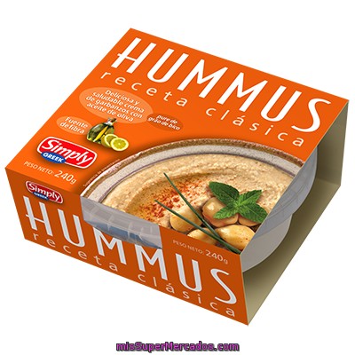 Hummus (crema Garbanzos Con Aceite De Oliva), Simply Greek, Tarrina 240 G
