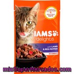 Iams Alimento Completo Para Gatos Con Cordero Y Pimiento Rojo En Salsa Bolsa 85 G