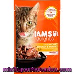 Iams Alimento Completo Para Gatos Con Pollo Y Pavo En Salsa Bolsa 85 G