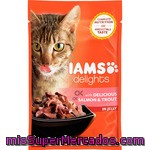 Iams Alimento Completo Para Gatos Con Salmón Y Trucha En Gelatina Bolsa 85 G