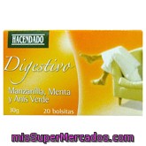 Infusion Mezcla Manzanilla/menta/anis Verde (digestivo), Hacendado, Caja 20 Bolsitas - 30 G