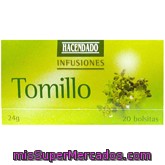 Infusion Tomillo, Hacendado, Caja 20 Bolsitas - 24 G