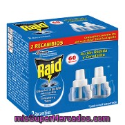 Insecticida Eléctrico Líquido Antimosquitos 60 Noches Raid 2 Recambios.