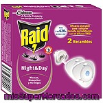 Insecticida Eléctrico Night & Day Recambio Raid 2 Ud.