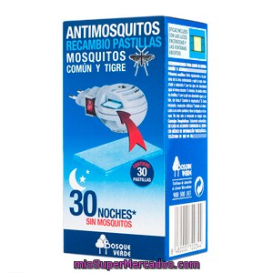 Insecticida Electrico  Pastillas Recambio Mosquitos, Bosque Verde, Caja 30 U