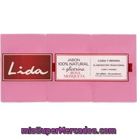 Jabón Pastilla De Rosa Mosqueta Lida, Pack 3x125 G