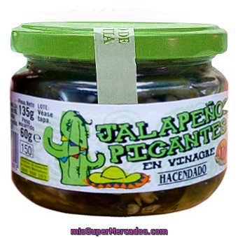 Jalapeños Picantes En Vinagre, Hacendado, Tarro 60 G