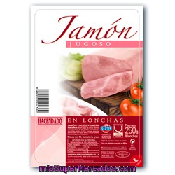 Jamon Cocido  Jugoso Lonchas, Hacendado, Paquete 225 G