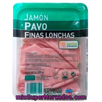 Jamon Cocido Pavo Lonchas Finas, Hacendado, Paquete 225 G