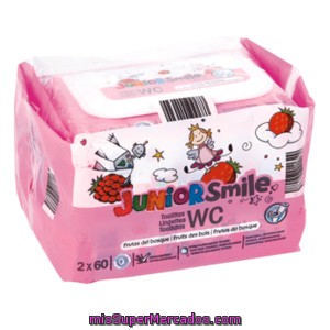 Junior Smile Toallitas Wc Niños Aroma Frutas Del Bosque Pack 2 Envase 60 Ud