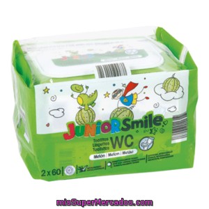 Junior Smile Toallitas Wc Niños Aroma Melón Pack 2 Envase 60 Ud