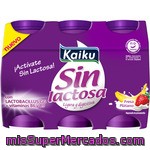 Kaiku Sin Lactosa Yogur Líquido Con Sabor Fresa Y Plátano Pack 6 Unidades 65 Ml