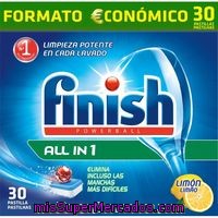 Lavavajillas Máquina Limón Finish Todo En 1, Caja 30 Dosis