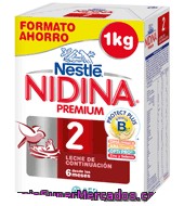 Leche 2 De Continuación En Polvo Nestlé - Nidina Pack 2x500 G.