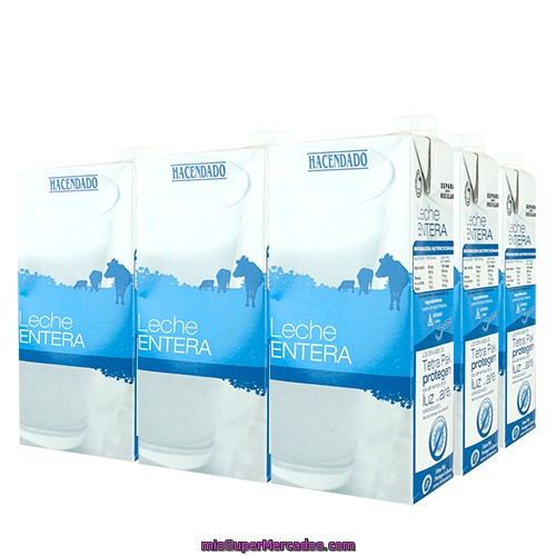 Leche Entera ***pack Ahorro***, Hacendado, Brick Pack 12 X 1 L - 12 L