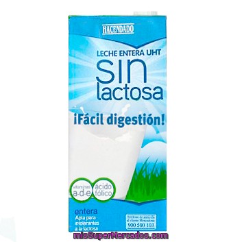 Leche Entera Sin Lactosa ***novedad***, Hacendado, Brick 1 L