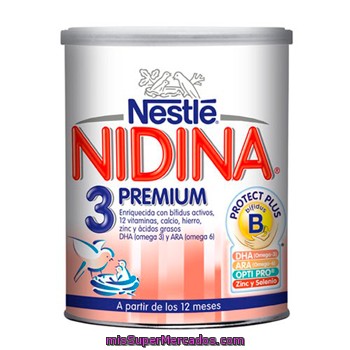 Leche Infantil Polvo Nidina 3 Premium A Partir De 12 Meses, Nestle, Bote 800 G