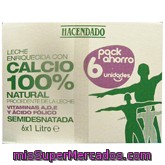 Leche Semidesnatada Calcio, Hacendado, Brick Pack 6 X 1 L - 6 L