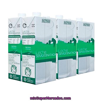 Leche Semidesnatada, Hacendado, Brick Pack 6 X 1 L - 6 L