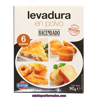 Levadura Polvo 6 Sobres, Hacendado, Paquete 90 G