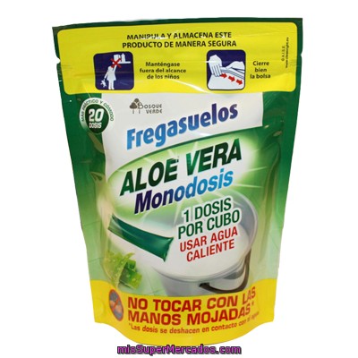 Limpiador Concentrado Aloe Vera Bolsitas Hidrosolubles (20 Bolsitas), Bosque Verde, Paquete 180 Cc