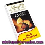Lindt Excellence Orange Intense Chocolate Negro Con Trocitos De Naranja Pack 2 Tabletas 100 G