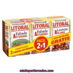 Litoral Fabadas Asturinas + 1 De Lenteja Riojana Pack 2 + 1 Gratis
