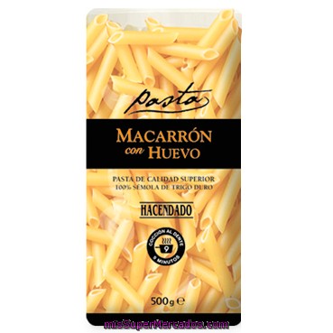Macarron Al Huevo Pasta, Hacendado, Paquete 500 G