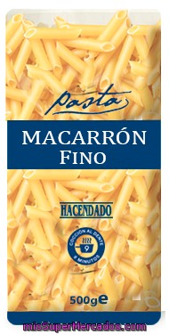 Macarron Fino Pasta, Hacendado, Paquete 500 G