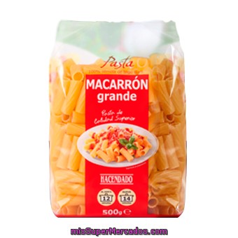 Macarron Grande Pasta, Hacendado, Paquete 500 G