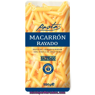 Macarron Rayado Pasta, Hacendado, Paquete 500 G