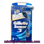 Maquinilla Afeitar Desechable 3 Hojas Sensor, Gillette, Paquete 5 U