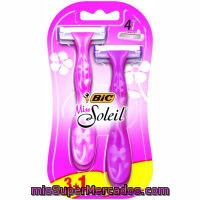 Maquinilla Desechable 3 Hojas Bic Soleil, Pack 4 Unid.