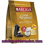 Marcilla gran aroma café en monodosis natural para cafetera senseo paquete  28 cápsulas, precio actualizado en todos los supers