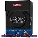 Marcilla L'arôme Espresso Forza Decaffeinato 10 Cápsulas Compatibles Con Máquinas De Café Nespresso Intensidad 8 Estuche 52 G