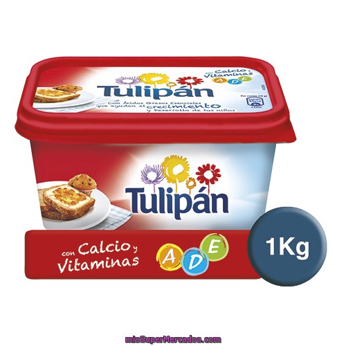 Margarina Vegetal Con Calcio, Leche Y Vitaminas A,d,e Tulipan Tarrina 1 Kilo