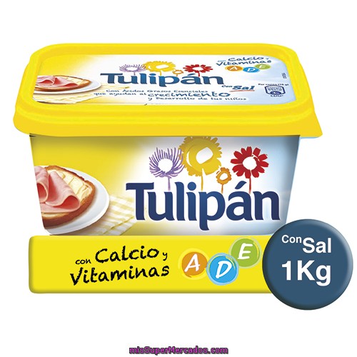 Margarina Vegetal Con Sal Tulipán Tarrina 1 Kilogramo