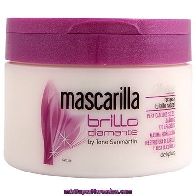 Mascarilla cabello seco, dañado o apagado brillo diamante, deliplus, tarro cc, actualizado en los supers