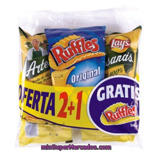 Matutano Patatas Fritas Lote 2 Artesanas + 1 Ruffles Bolsa 430 Gr